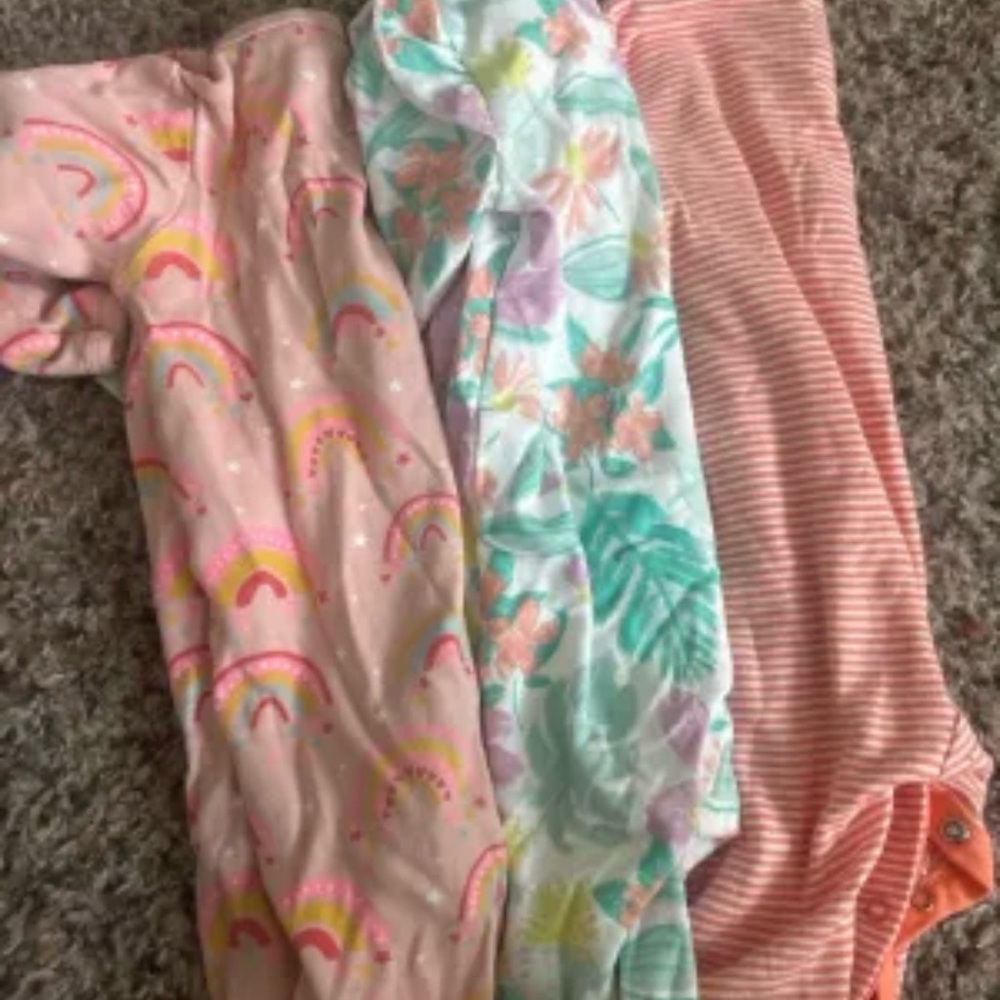 Carter's Girls' Multi-Pattern Footie Sleepers in Pink, Coral, Mint